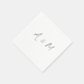 Serviette En Papier Script minimal Monogramme Mariage Boho noir blanc (Coin)