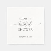 Serviette En Papier Script minimal simple Fête des mariées noir et bla (Devant)