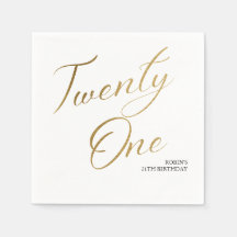 Script minimaliste blanc et or 21e anniversaire