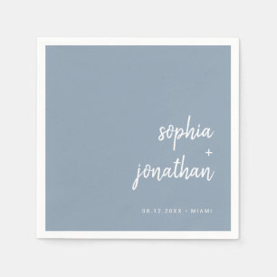 Serviette En Papier Script minimaliste moderne   Dusty Blue Mariage