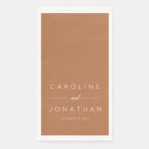 Serviette En Papier Script minimaliste moderne Terracotta Mariage pers