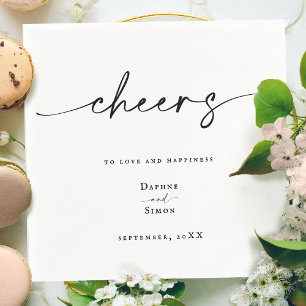 Serviette En Papier Script minimaliste noir et blanc moderne