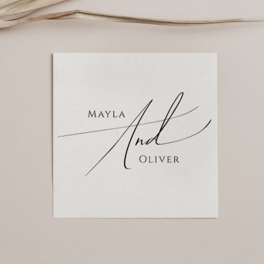 Serviette En Papier Script minimaliste Whimsical | MARIAGE