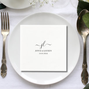 Serviette En Papier Script minimaliste Whimsical Mariage personnalisé