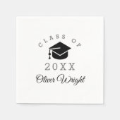 Serviette En Papier Script moderne Black White Graduation Party (Devant)