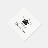 Serviette En Papier Script moderne Black White Graduation Party (Coin)