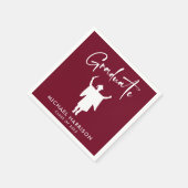 Serviette En Papier Script moderne Burgundy Graduation Party (Coin)