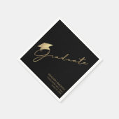 Serviette En Papier Script moderne Casquette Black Gold (Coin)