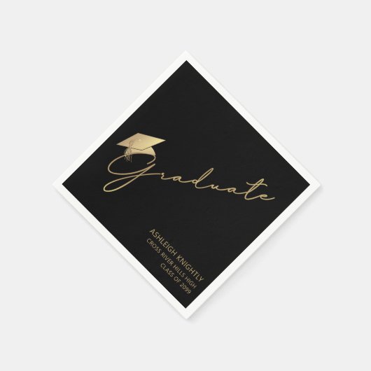 Serviette En Papier Script moderne Casquette Black Gold (Coin)