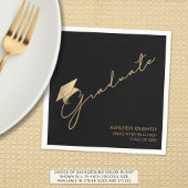 Serviette En Papier Script moderne Casquette Black Gold