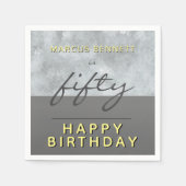 Serviette En Papier Script moderne Cinquante Gris 50e fête d'anniversa (Devant)