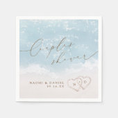 Serviette En Papier Script Moderne Cœurs de Plage Douche de Couple (Devant)
