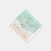 Serviette En Papier Script moderne Coeurs de sable Plage Dîner de répé (Coin)