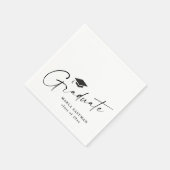 Serviette En Papier Script Moderne Diplômé Noir et Blanc Graduation (Coin)