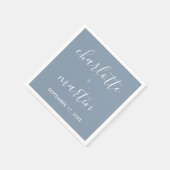 Serviette En Papier Script moderne Dusty Fiançailles bleu Wedding show (Coin)