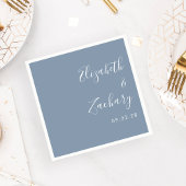 Serviette En Papier Script moderne Dusty Mariage bleu
