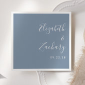 Serviette En Papier Script moderne Dusty Mariage bleu