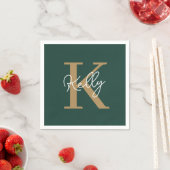Serviette En Papier Script moderne Emerald Green Gold (En situation)