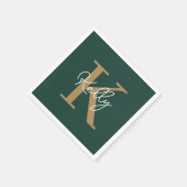 Serviette En Papier Script moderne Emerald Green Gold (Coin)