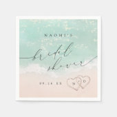 Serviette En Papier Script moderne Fête des mariées de plage Sand Hear (Devant)