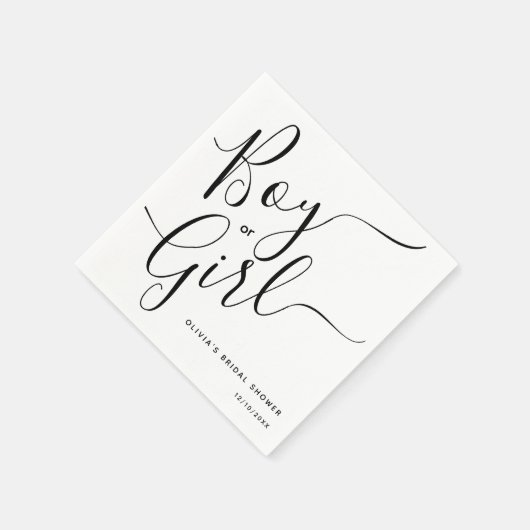 Serviette En Papier Script Moderne Fille ou garçon Revevela Party (Coin)