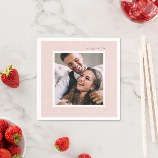 Serviette En Papier Script moderne flush et points chic photo Mariage (En situation)