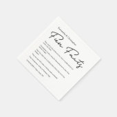 Serviette En Papier Script moderne Fun Facts Mariage personnalisé (Coin)
