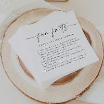 Script moderne Fun Faits Mariage Napkins