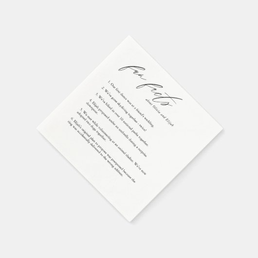 Serviette En Papier Script moderne Fun Faits Mariage Napkins (Coin)
