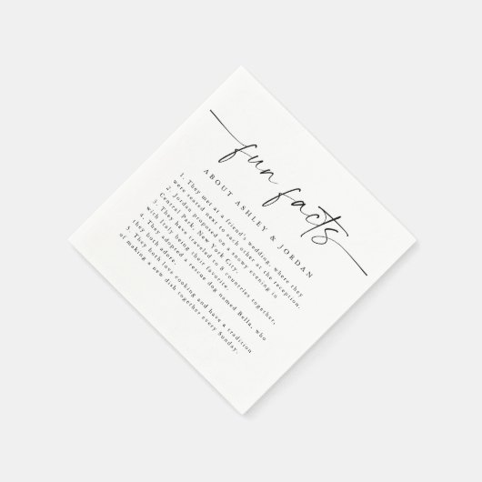 Serviette En Papier Script moderne Fun Faits Mariage Napkins (Coin)