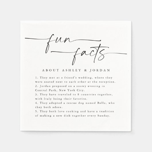 Serviette En Papier Script moderne Fun Faits Mariage Napkins (Devant)