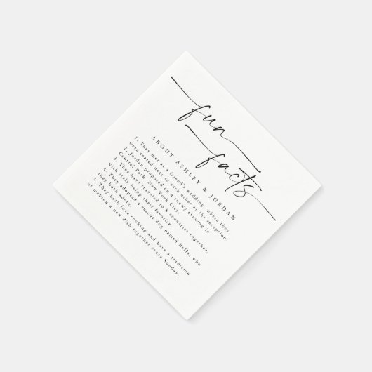 Serviette En Papier Script moderne Fun Faits Mariage Napkins (Coin)