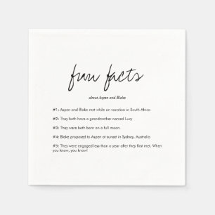 Serviette En Papier Script moderne Fun Faits Mariage Napkins