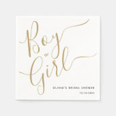 Serviette En Papier Script Moderne Gold Garçon Ou Fille Genre Revela P (Devant)