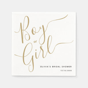 Serviette En Papier Script Moderne Gold Garçon Ou Fille Genre Revela P