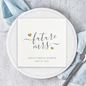 Serviette En Papier Script moderne Gold Hearts Futur Mme Fête des mari
