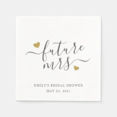 Serviette En Papier Script moderne Gold Hearts Futur Mme Fête des mari (Devant)