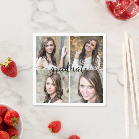 Serviette En Papier Script moderne GRADUATE 4 photo Collage (En situation)