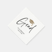 Serviette En Papier Script moderne Graduation noir et blanc (Coin)