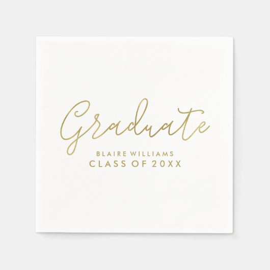 Serviette En Papier Script moderne Graduation personnalisée (Devant)