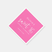 Serviette En Papier Script moderne Hot rose Sweet fête d'anniversaire (Coin)
