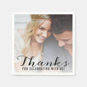 Serviette En Papier Script moderne | Merci de Mariage photo personnali (Devant)