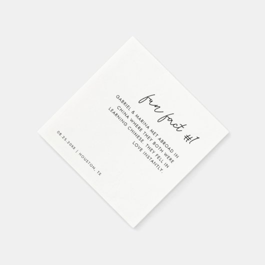 Serviette En Papier Script moderne noir et blanc Fun Fact # 1 Mariage (Coin)