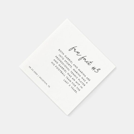 Serviette En Papier Script moderne noir et blanc Fun Fact # 3 Mariage (Coin)
