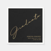 Serviette En Papier Script moderne noir Gold (Devant)