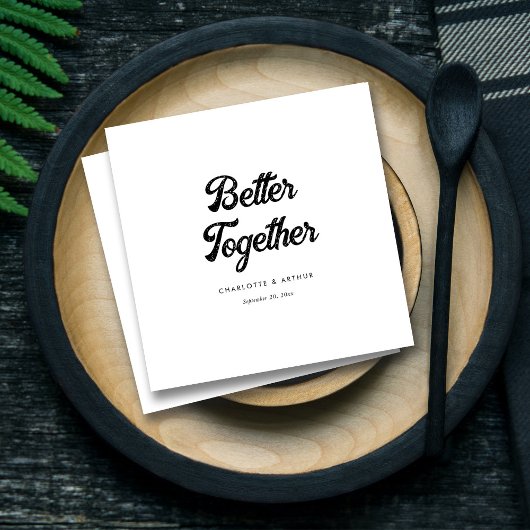 Serviette En Papier Script moderne personnalisé Mariage noir et blanc