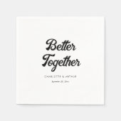 Serviette En Papier Script moderne personnalisé Mariage noir et blanc (Devant)