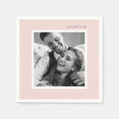 Serviette En Papier Script moderne rose et points chic Photo Mariage (Devant)