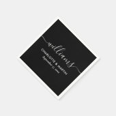 Serviette En Papier Script moderne simple élégant Mariage noir blanc (Coin)
