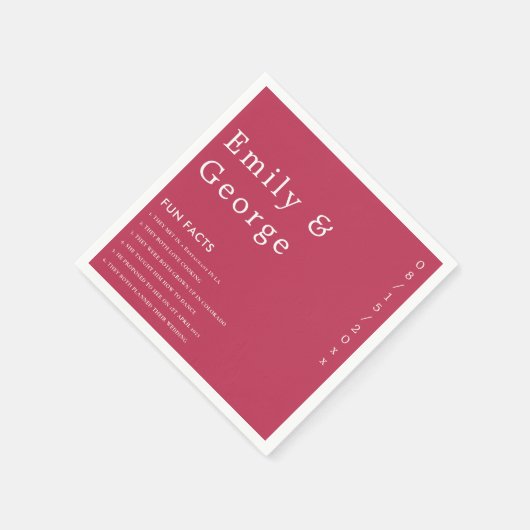 Serviette En Papier Script moderne Viva Magenta Fun Faits Mariage (Coin)